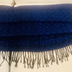 monogram shawl / Scarf  Royal Blue