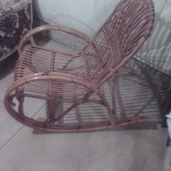 Antique Bentwood  Rattan Bamboo Rocking Chair