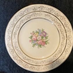 Atlas China Taylor Smith 22kt Karat Gold Warranted floral plate circa 1910-1930