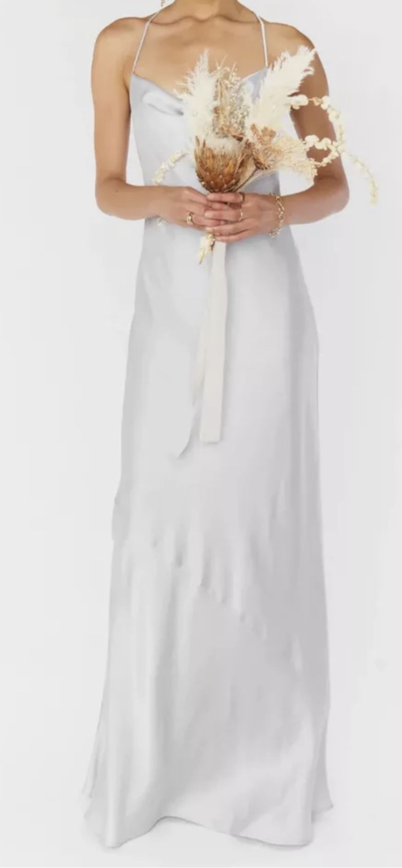 NWT Show Me Your Mumu Weddings Tuscany Maxi Slip Dress Silver Luxe Satin Size XS