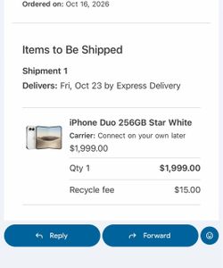 iPhone Duo 256GB Oct 23 available