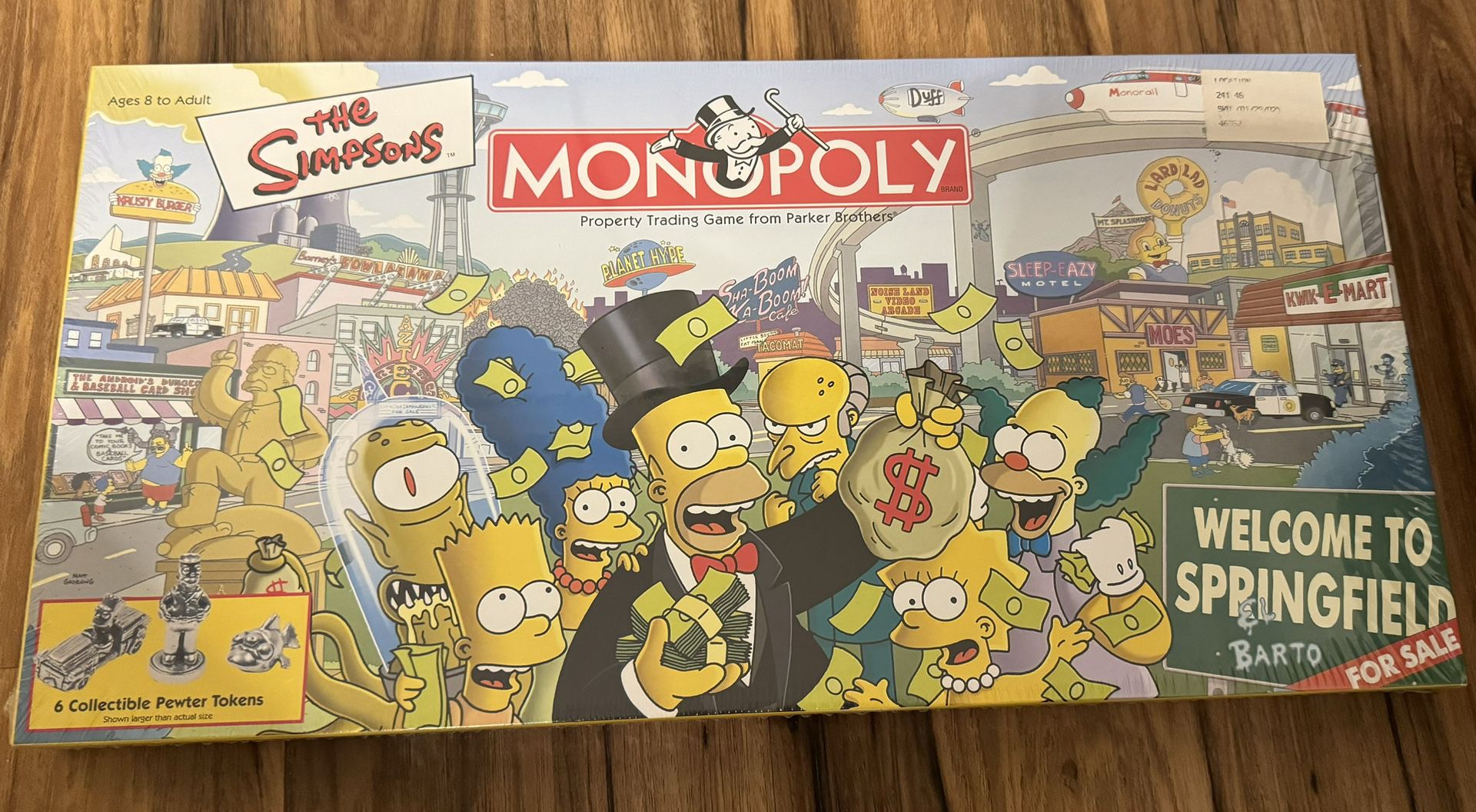 Simpsons Monopoly 2001 With 6 Collectible Pewter Tokens NIB