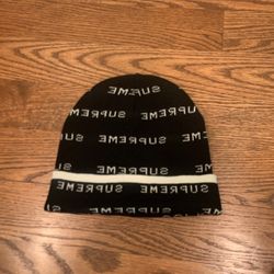 Supreme Logo Reapeat Black Beanie 