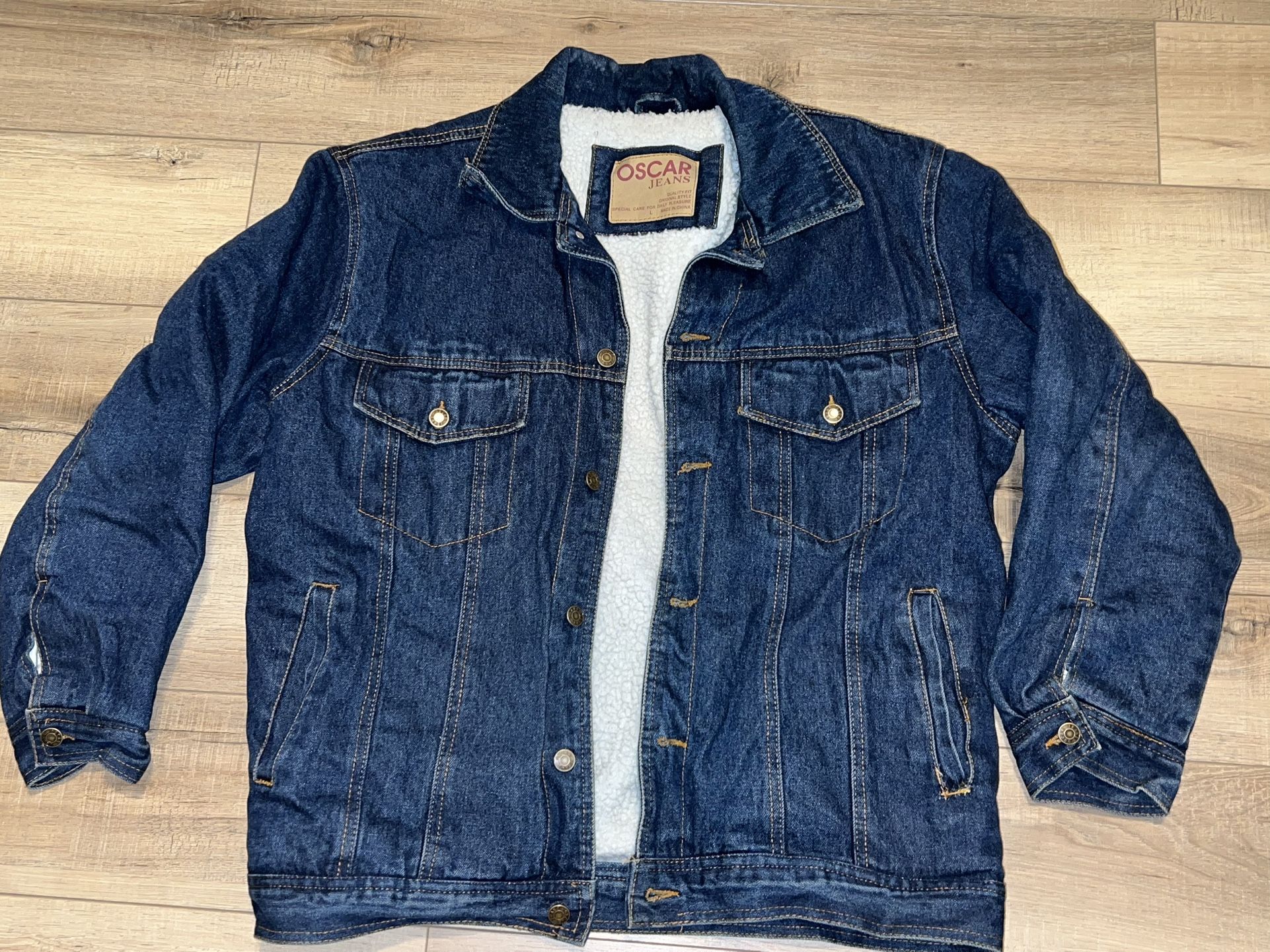 Denim Blue Jean Sherpa Lined Jacket