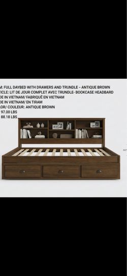 Full Daybed with Drawers and Trundle – Antique Brown