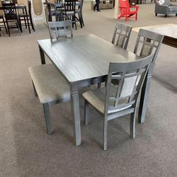 $10 Down Payment Finance / Brand New Paige 6 Piece Dining Room Set / 4 Chairs & Bench &Table 