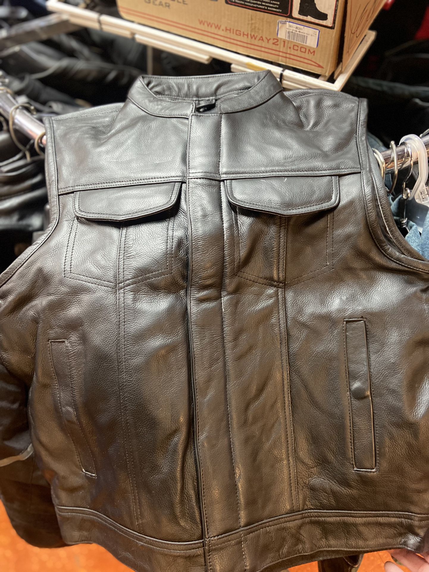 New Harley Davidson Motorcycle Club Style Leather Vest $140