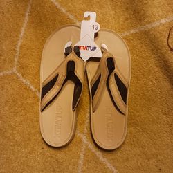Xtratuf South Shore MENS Tan Leather Flip Flops NEW In Box