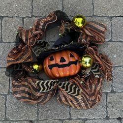 20” Halloween Jack-o’-lantern Pumpkin Witch Autumn Wreath 