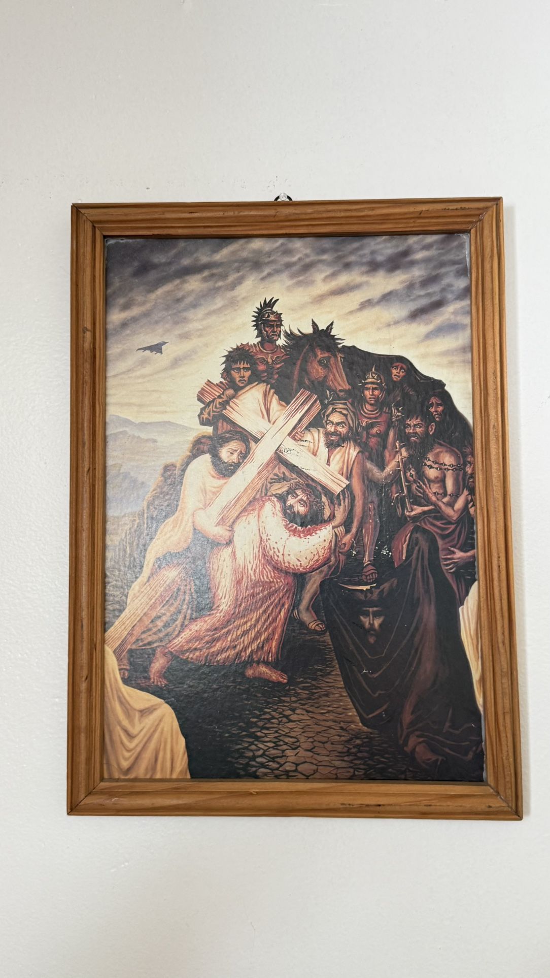 Framed Giclee Print Picture within Picture - Jesus Carrying Cross - Mexico