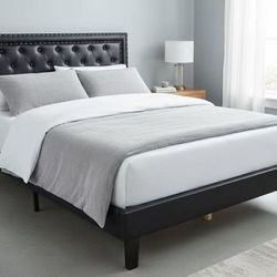 Brand New Queen Size Leather Platform Bed With Plush Mattress (Free Delivery)
