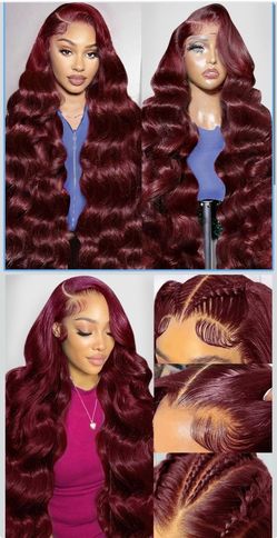 🔥Brand new🔥 20Inch 99j Burgundy 13x5Body Wave HD Lace Frontal Wig Human Hair sn5-xi-1