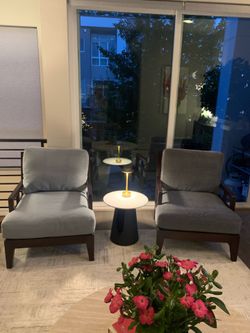Pair of Contemporary Solid Wood Lounge Chairs