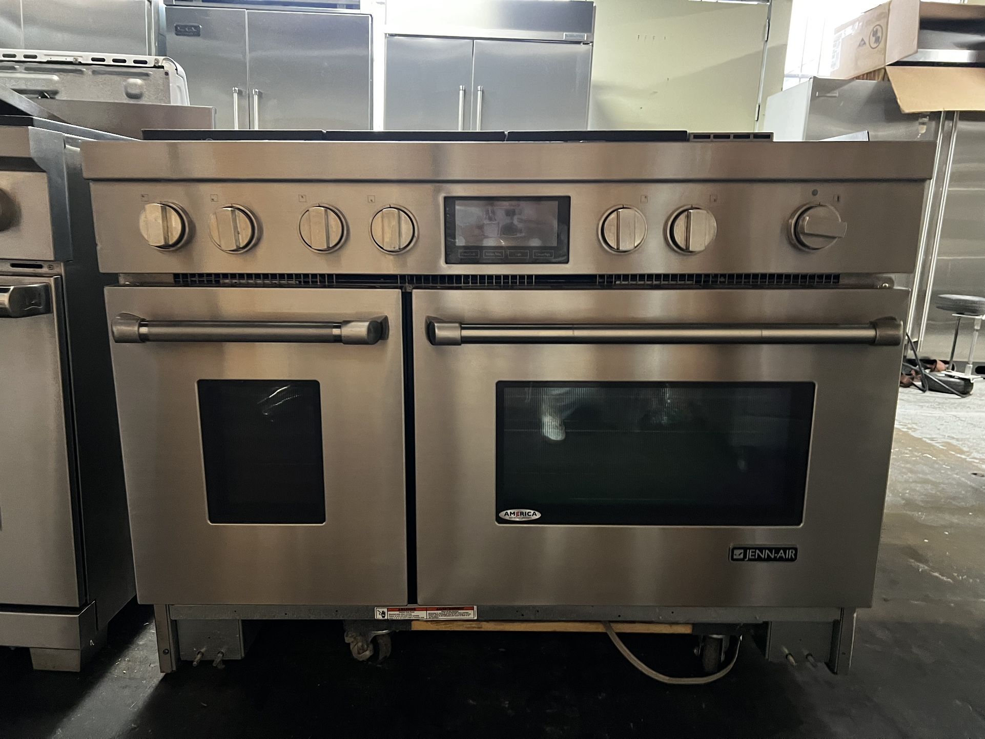 JENN AIR 48”WIDE ALL GAS RANGE STOVE IN STAINLESS STEEL