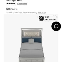 Queen Bed- Light Up Headboard And Storage- Pick Up Today!