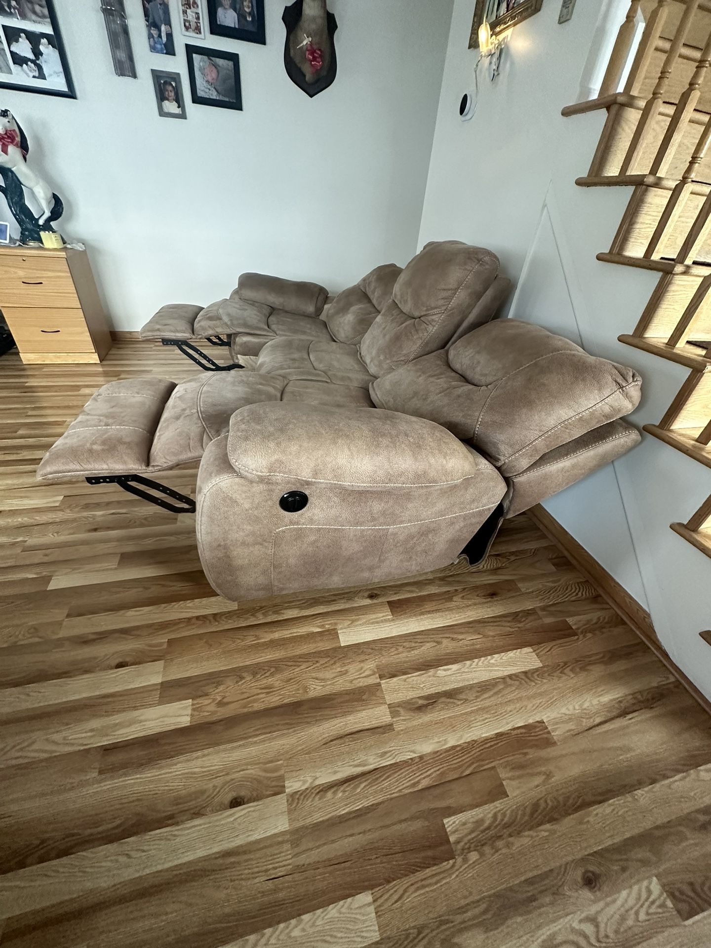 Caramel color microsuede fabric  Couch for  Sale