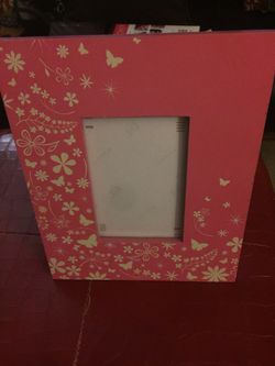 Pink butterfly picture frame