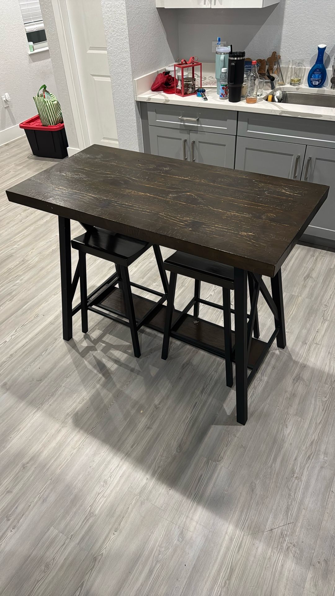 Wooden Table With Stools Included