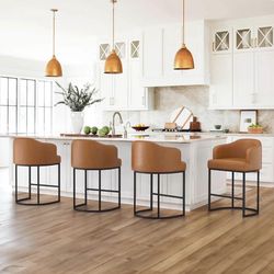 4X Whiskey Brown 27” faux leather barstools