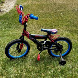 Boys Child Spider Man Bike With Training Wheels