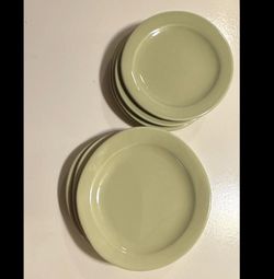 Crate & Barrel Light Green Ceramic Dinner & Salad Plates Set, 7-Piece, Round