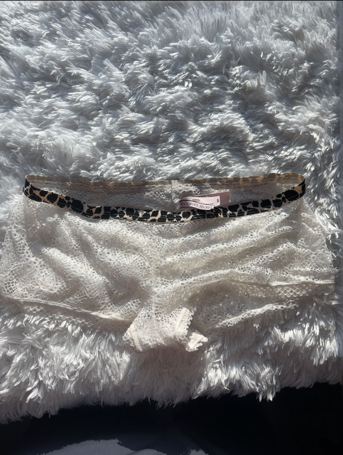 Victorias Secret Shortie Boyshort Panty Sexy Elastic Band Crochet Sheer Lace