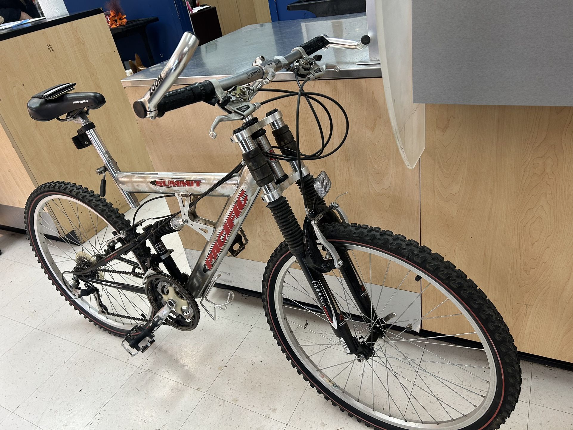 Pacific “ Summit” 26” 21 Speed, Dual Shock Suspension, Road Ready Mountain Bike, Good Brakes & Tires