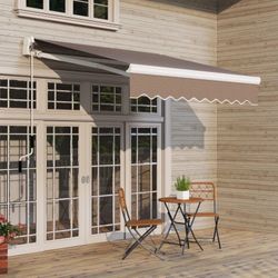 8' x 7' Patio Retractable Awning, Manual Exterior Sun Shade Deck Window Cover  [NEW]