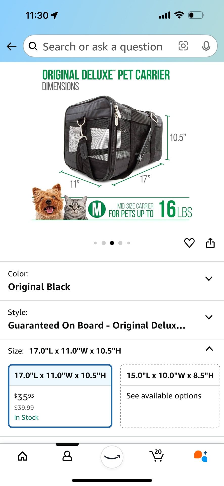 Sherpa Pet Carrier New In box