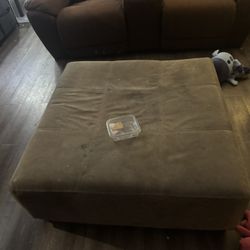 Ottoman Suede Leather Square.  Light Grey