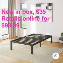 New In Box, 14 in Twin Bed Frame, Easy Assembly, No Box Spring Needed, Heavy Duty Metal Platform Bed Frame Twin Size, Noise Free, Black  