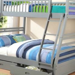 Bunk bed Twin Full with Storage drawers Free Mattress NAVY OR GRAY