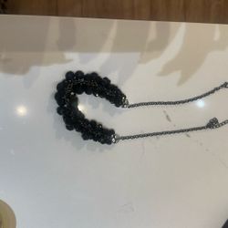 Black Faceted Bead Statemrnt Necklace 