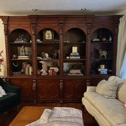 Elegant Solid Wood Wall Unit / Bookshelf – Good Condition