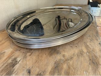 Lot of 10 stainless steel oval trays