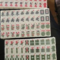 American Mahjong 120 Tiles 1.2inch White Ceramic Block Engraved with Colorful Patterns (Tiles Only, No Dice and Other Accessories)