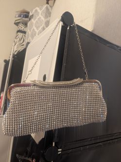 Silver Rhinestone Evening Clutch Bag