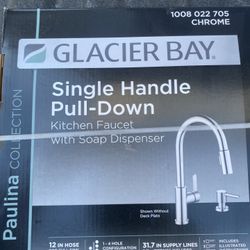 New Glacier Bay Kitchen Faucet – Pull-Down + Soap Dispenser (Chrome)