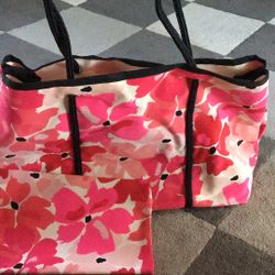 Avon Flower Tote Bag With Cosmetic Bag 