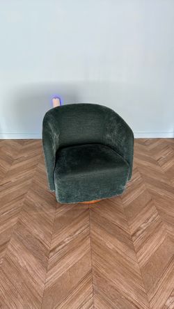 Full Swivel armchair in dark turquoise with wood base