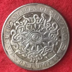 Illuminati Eye Detailed Art Coin. First $20 Offer Automatically Accepted. Shipped Same Day