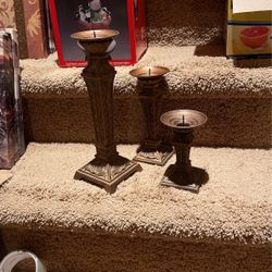 Very Cute 3 Piece Candle Stand Brand New With Beautiful Carvings 
