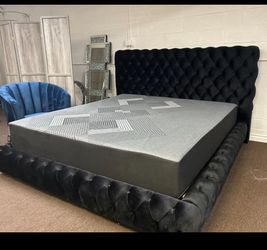 Brand New Black Velvet Flory Queen Bed Frame (king available)