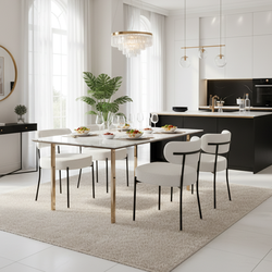 Thames Boucle Upholstered Rattan Dining Chair Set of 4