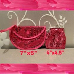 2 LITTLE HOT PINK SEQUIN PURSES
