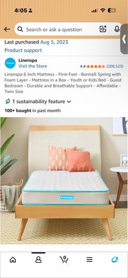 Linenspa 6 Inch Mattress - Firm Feel - Bonnell Spring with Foam Layer - Mattress in a Box - Youth or Kids Bed - Guest Bedroom - Durable and Breathable