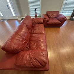 Burgundy Leather Couch Set