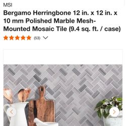Herringbone Stone Mosaic Tile (10 Sheets) 12”x12”