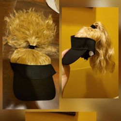 Visor Hat With Attached Hair 