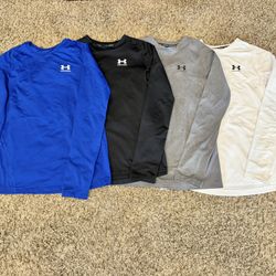 4 Under Armour Boys' ColdGear Long Sleeve T-Shirts (youth LG)